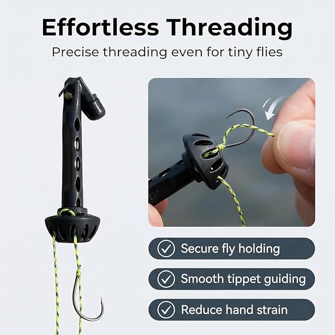 2026 New Fly Fishing Magnetic Threader – Rare Earth Magnet Tippet Threader for Small Hooks, Low Light & Poor Eyesight Friendly-2pcs