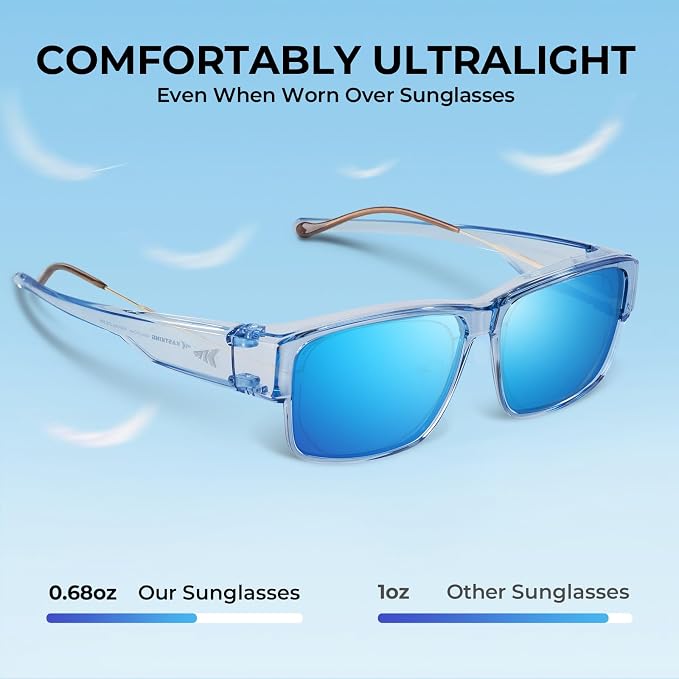 KastKing Molino Fit-Over Polarized Sunglasses,UV400 Protection Ultralight Wraparound Fishing Sports Sunglasses, TAC Lenses