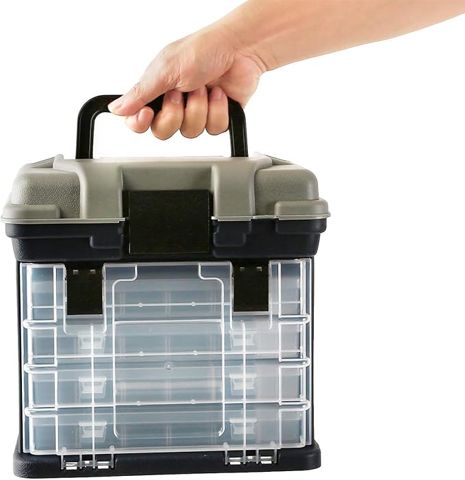 KINJOEK Fishing Tackle Box Kit, Portable 4 Layers Fishing Accessory Box Case, Fishing Tackle Storage for Fresh Water and Salt Water