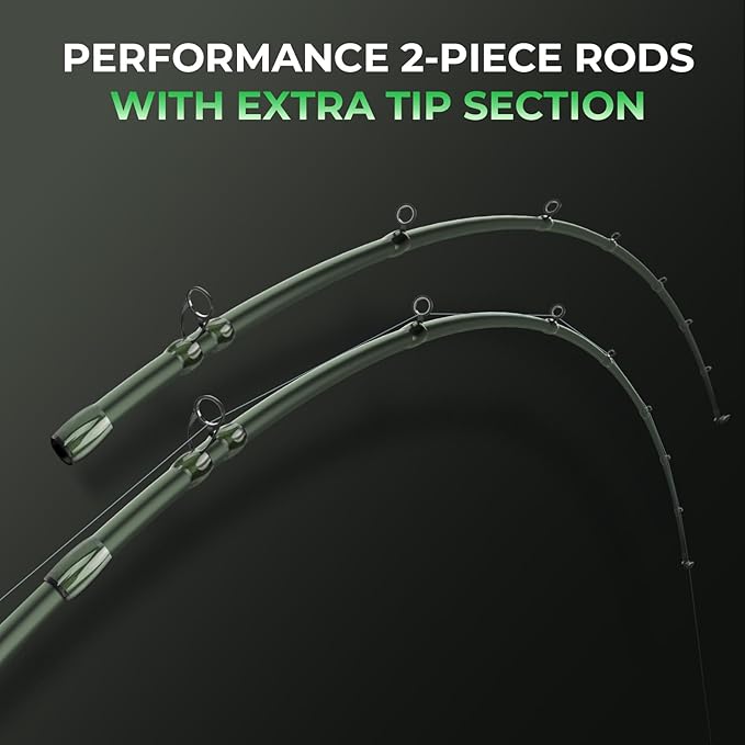 KastKing Spartacus II Twin-Tip Fishing Rod and Reel Combo, Spinning & Casting Combo, Fishing Poles and Reels Combo, KastFlex IM6 Graphite Blanks, 2-Piece Rods with Extra Tip