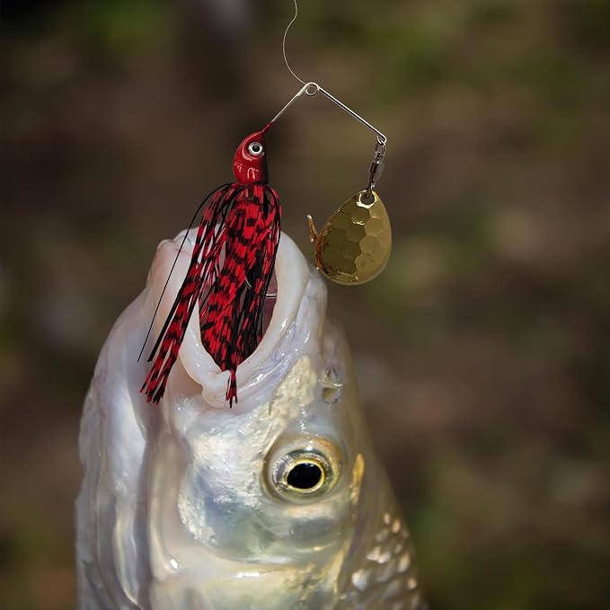 Eupheng Bass Spinnerbaits, 1/4 3/8 1/2 1/8 3/16 oz, Double Willow & Colorado Blades with Silicone Skirt Bass Spinner baits