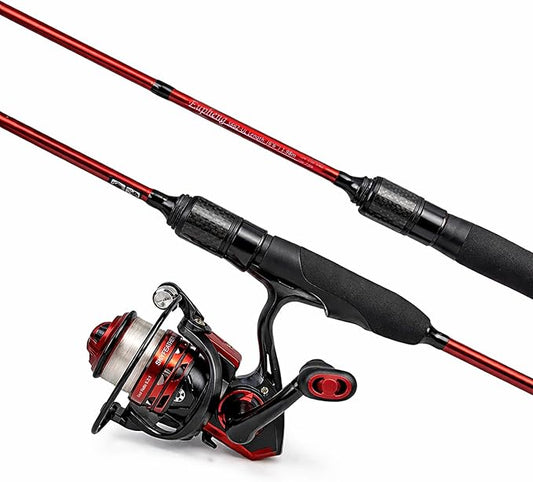 Eupheng Aerospin Ultralight Fishing Rod and Reel Combo,6’0” 6’6”, 2-Piece Fast Action Carbon Fiber Fishing Rod & 9+1 BB Spinning Reel with 20LB Drag, CNC Spool for Trout Crappie Panfish Finesse