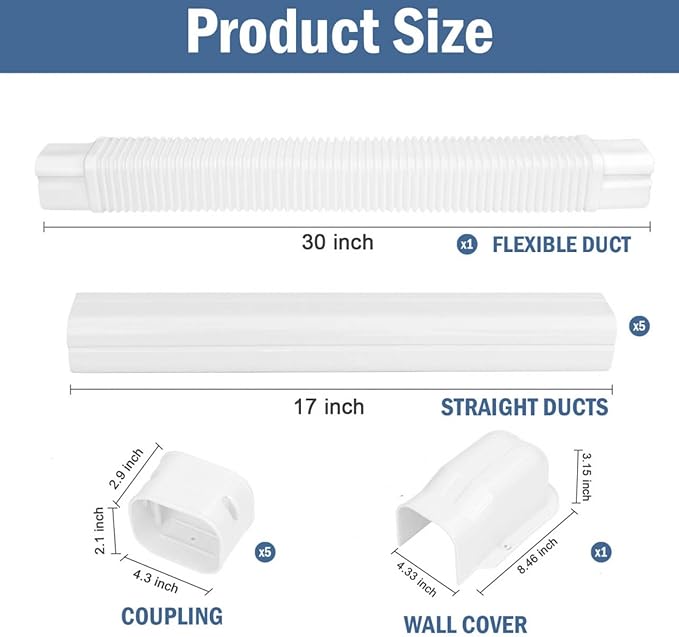 YoleShy 4" W 10Ft Mini Split Line Set Cover PVC Mini Split Cover Kit Easy Installation Decorative Line Cover Kit for Mini Split AC Line Cover Kit for Heat Pump & Units Air Conditioners