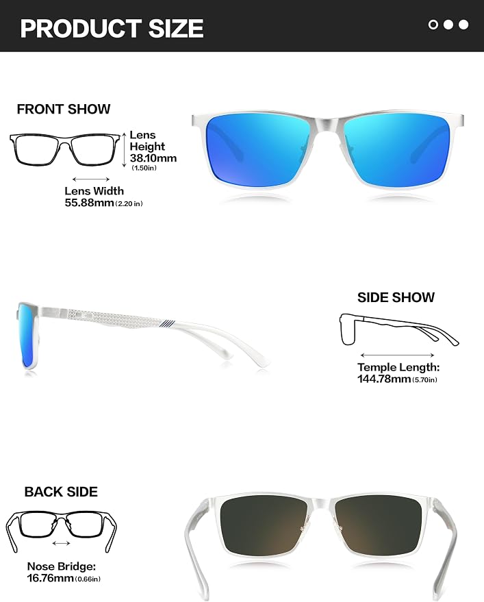 BIRCEN Polarized Mens Sunglasses for Driving: UV Protection Al-Mg Metal Sunglasses Lightweight Shades for Fishing Travel Golf