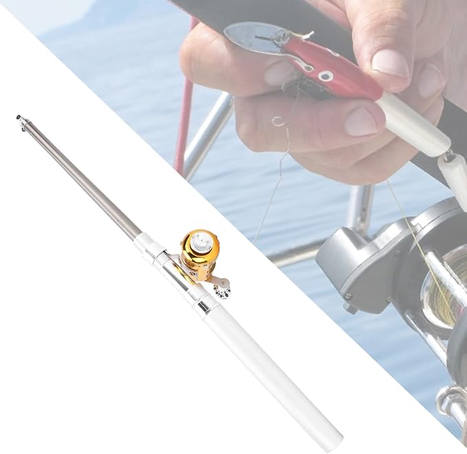 Mini Fishing Rod Reel Combo, Pocket Fish Pole Pen Shape Kit Pockets Size Fishing Rods Portable Telescopic Lightweight Aluminum Alloy Freshwater River Lake Reservoir Saltwater Gift for Man