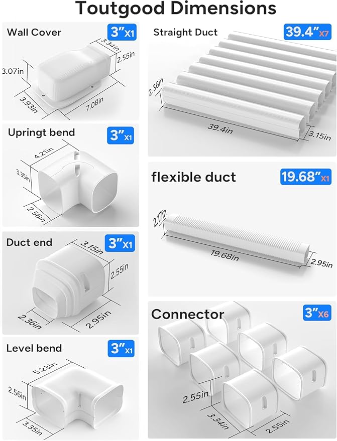 3'' 25.5Ft Mini Split Line Set Cover Kit for Minisplit Ductless Linset Air Conditioners and Heat Pumps, Central AC Decorative Upgraded UV-Proof Strong & Durability PVC Pipe