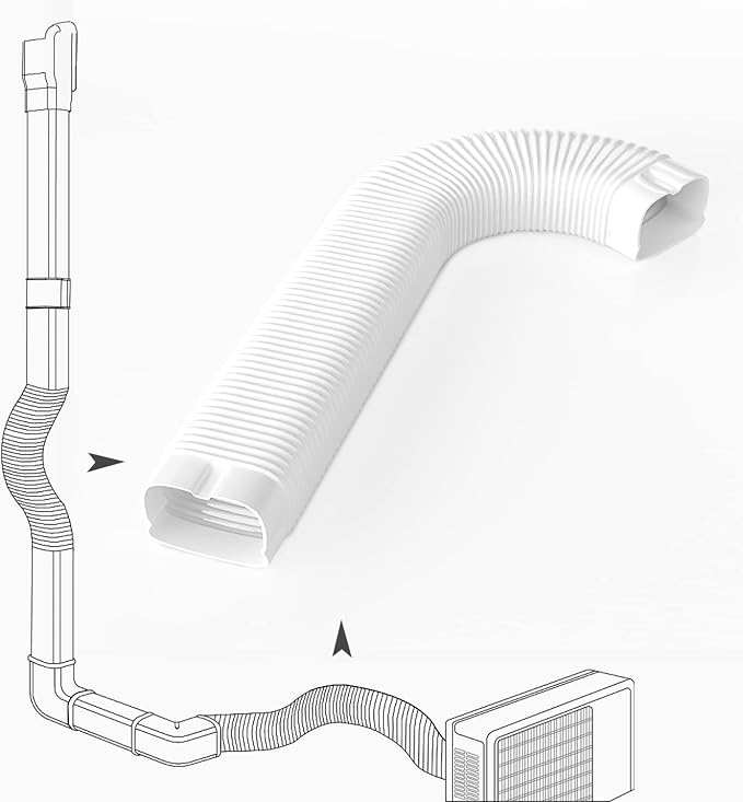 5" Width x 2.6 Ft Flexible Duct, PE Material, Mini Split Line Set Cover Part, Air Conditioner Accessories for Mini Split Air Conditioners and Central AC, White