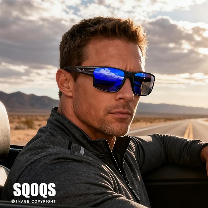 Polarized Sports Sunglasses for Men UV400 Protection, Lightweight Wrap Around Sun Glasses for Fishing Cycling Running