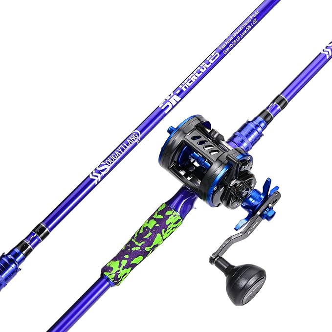 Sougayilang Inshore Saltwater Fishing Rods Combo, 7-Foot Spinning Rods and Casting Rods with Spinning/Trolling Reel