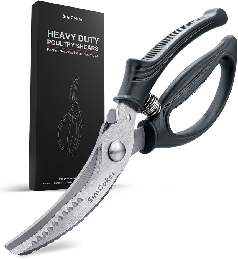 Poultry Shears, Heavy Duty Kitchen Shears With Anti-Slip Handle & Safety Lock, Poultry Scissors for Meat, Chicken, Bone,Turkey, Fish, Spring Loaded, Dishwasher Safe(Graphite Gray)