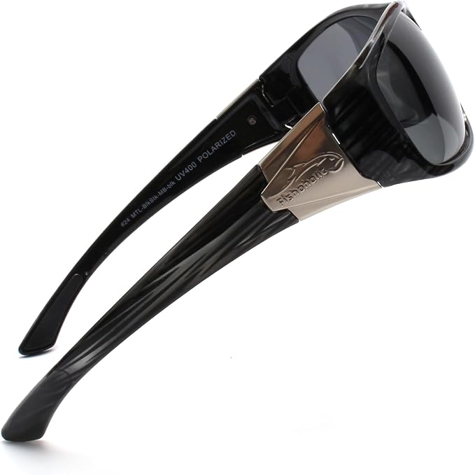 Fishoholic Polarized Fishing Sunglasses with Metal Logo UV400 Fishing Gift with Hard Case and Pouch