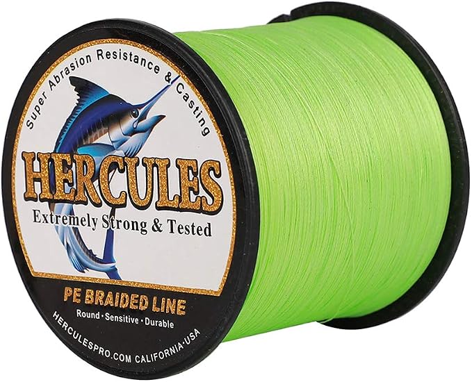 HERCULES Cost-Effective Super Cast 8 Strands Braided Fishing Line 10LB to 300LB Test for Salt-Water,109/328/547/1094 Yards(100M/300M/500M/1000M),Diam.#0.12MM-1.2MM,Hi-Grade Performance,Variety Colors