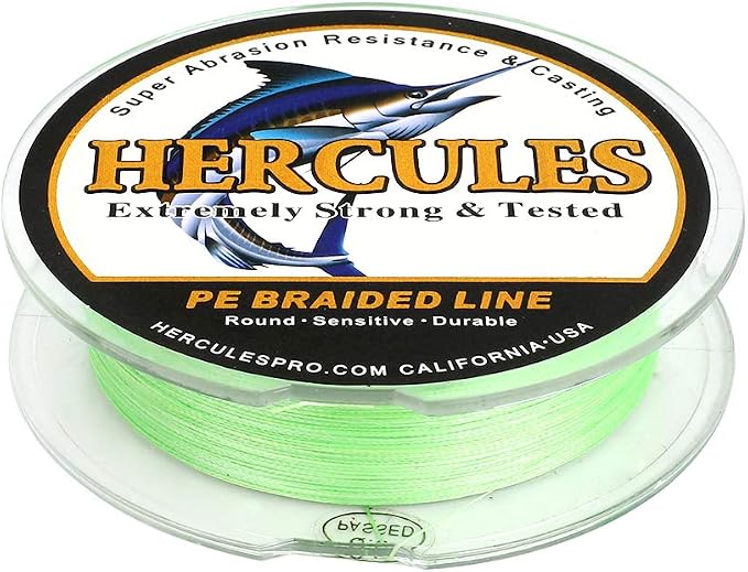 HERCULES Cost-Effective Super Strong 4 Strands Braided Fishing Line 6LB to 100LB Test for Salt-Water, 109/328 / 547/1094 Yards (100M / 300M / 500M / 1000M), Diam# 0.08MM - 0.55MM, Hi-Grade