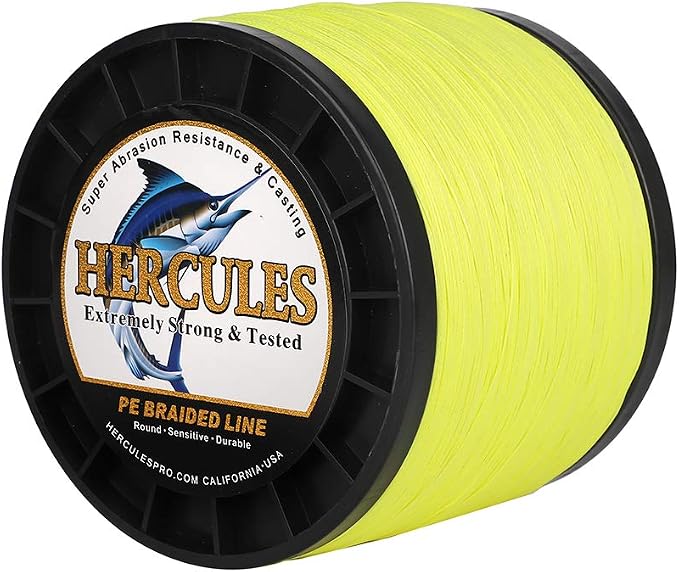 HERCULES Cost-Effective Super Cast 8 Strands Braided Fishing Line 10LB to 300LB Test for Salt-Water,109/328/547/1094 Yards(100M/300M/500M/1000M),Diam.#0.12MM-1.2MM,Hi-Grade Performance,Variety Colors