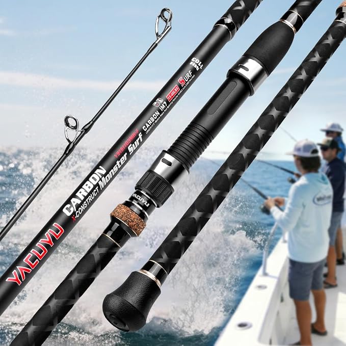 PROBEROS Surf Fishing Rod - Casting Spinning Fishing Rods with Tube(Case) 3 Piece 9'/10'/11'/12' Carbon Saltwater Travel Surf Spinning Rods