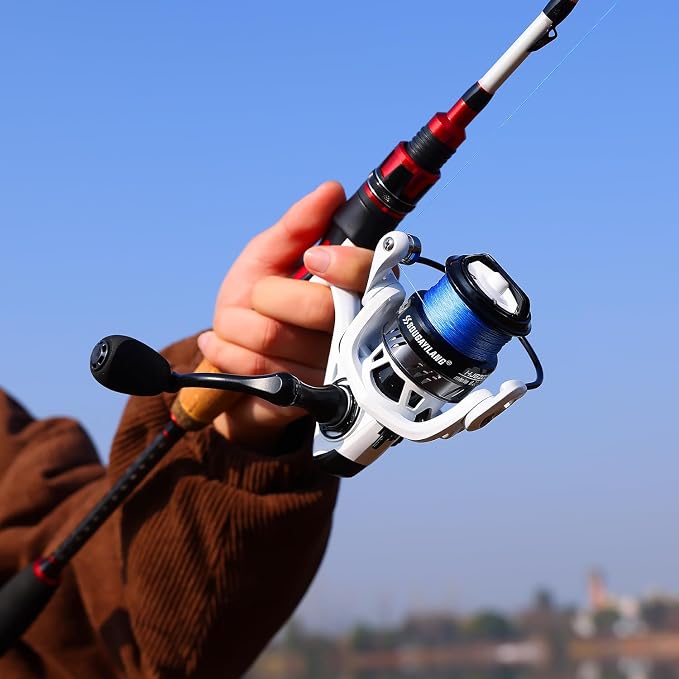 Sougayilang Fishing Rod and Reel Combo, 5.9ft/6.9ft 2-Piece MH Spinning Rod with Spinning Reel, 15lb Max Drag, Cork & EVA Grip, Saltwater Freshwater Gear for Bass Walleye Trout-2Packs