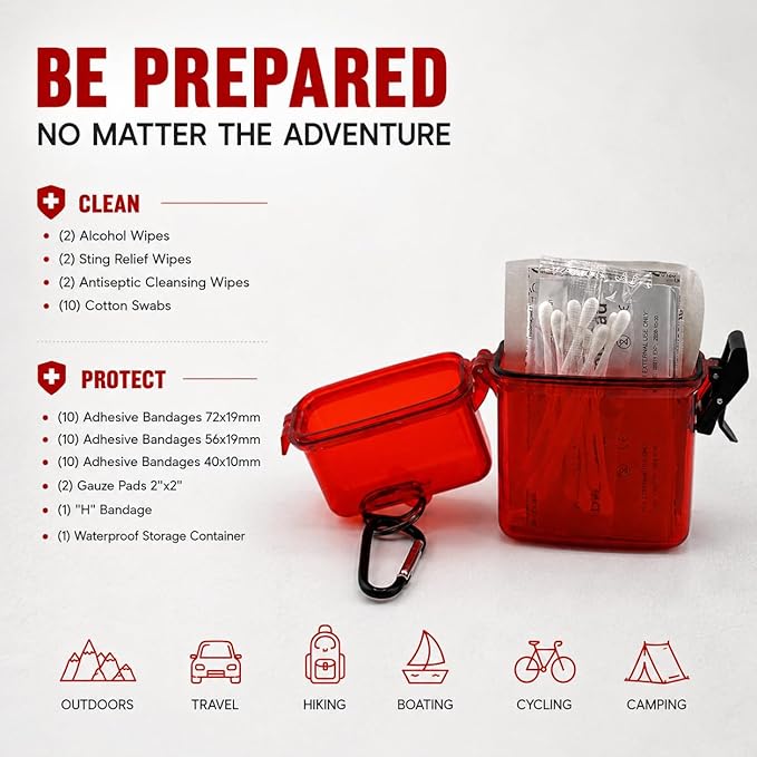 First Aid Kit for Car, Travel, Camping, Sports, Compact, Waterproof, Essential Protection