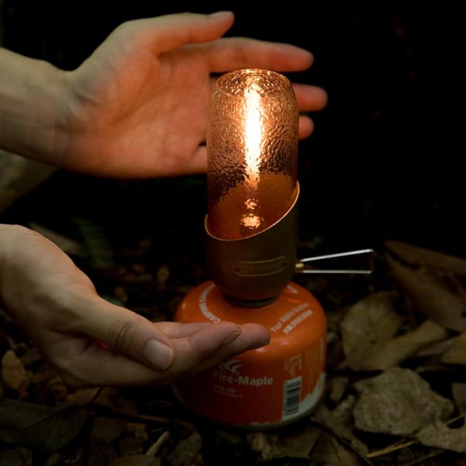Fire-Maple Orange Camping Lantern Glass, Steel & Aluminum | Propane or Isobutane Fuel Canister Beautiful Lights | NO Mantles Needed | Propane Lanterns for Camping, Emergency Essential
