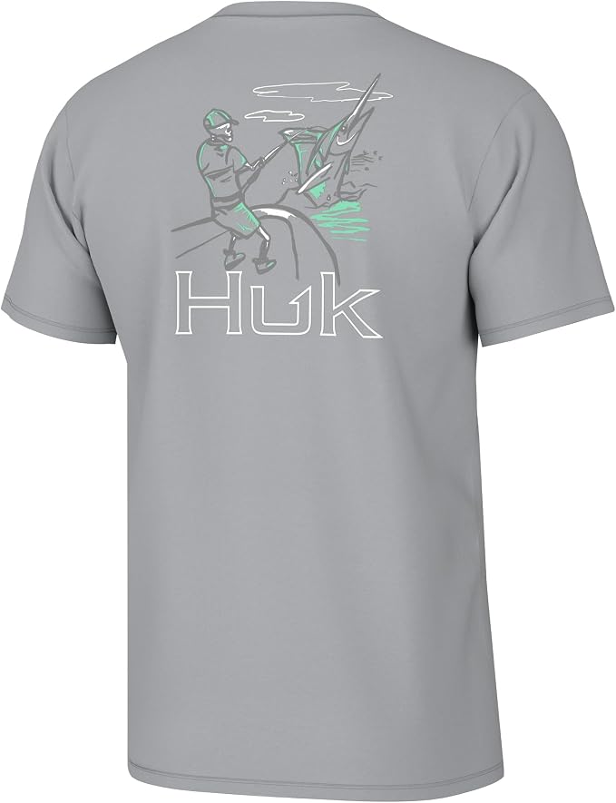 HUK Mens Fishing Graphic Tee, Performance Short Sleeve, Quick-Dry
