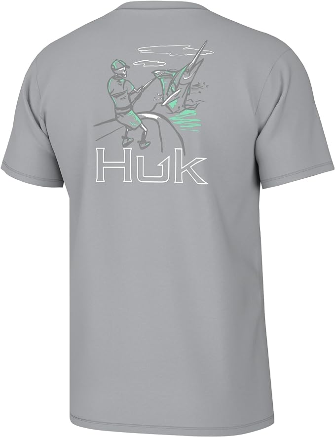 HUK Mens Fishing Graphic Tee, Performance Short Sleeve, Quick-Dry