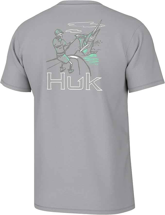 HUK Mens Fishing Graphic Tee, Performance Short Sleeve, Quick-Dry