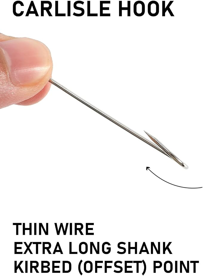 Dr.Fish 100 Pack Aberdeen Hooks Freshwater Fishing Hooks, Extra Long Shank Light Wire, Crappie/Bass/Bream/Bluegill/Panfish Fishing
