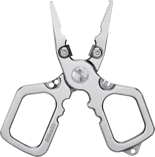 4 inch Fishing Pliers Saltwater, Stainless Steel Fishing Pliers with Split Ring, Fish Hook Remover, Tungsten Carbide Cutters, Fishing Gift for Men