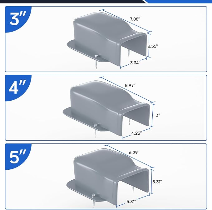 3'' Width Entry Wall Cover, PP Mini-Split Line Set Cover Accessories for Ductless Mini Split, Central AC and Heat Pumps, Grey