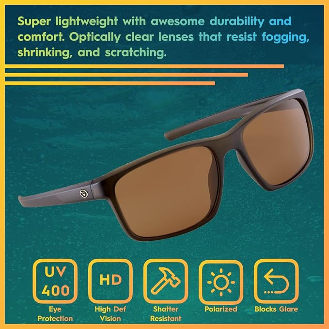 Flying Fisherman Rip Current Polarized Sunglasses with 100% UVA Protection for Fishing, Biking, Golf, Hiking, Beach, Driving