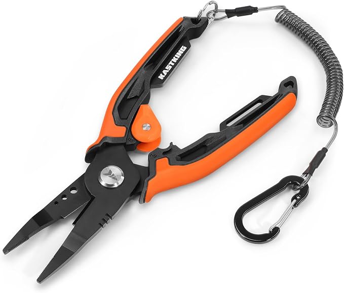 KastKing AeroVice 7.5” Fishing Pliers, 420 Stainless Steel, Uni-Body Construction, Lightweight & Corrosion-Resistant, Multi-Function Jaws, Braid Cutters, Sheath, Lanyard & Carabiner