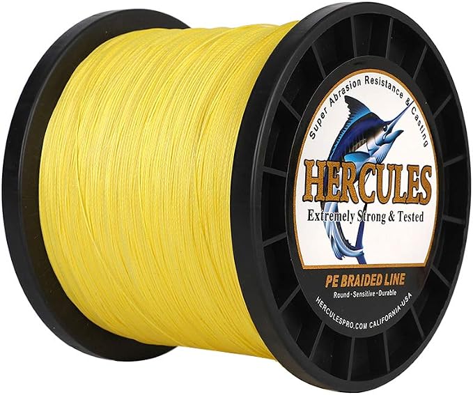 HERCULES Cost-Effective Super Strong 4 Strands Braided Fishing Line 6LB to 100LB Test for Salt-Water, 109/328 / 547/1094 Yards (100M / 300M / 500M / 1000M), Diam# 0.08MM - 0.55MM, Hi-Grade
