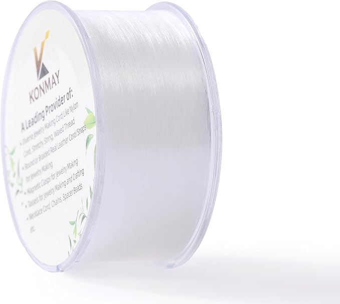 KONMAY 270 Yards 0.4mm/23.8 Lbs Monofilament Fishing Line Wire, Clear Seed Beads Thread with Case, Invisible Craft String for Hanging Ornaments, Crafting, Balloon Arch, Beading and Jewelry Making
