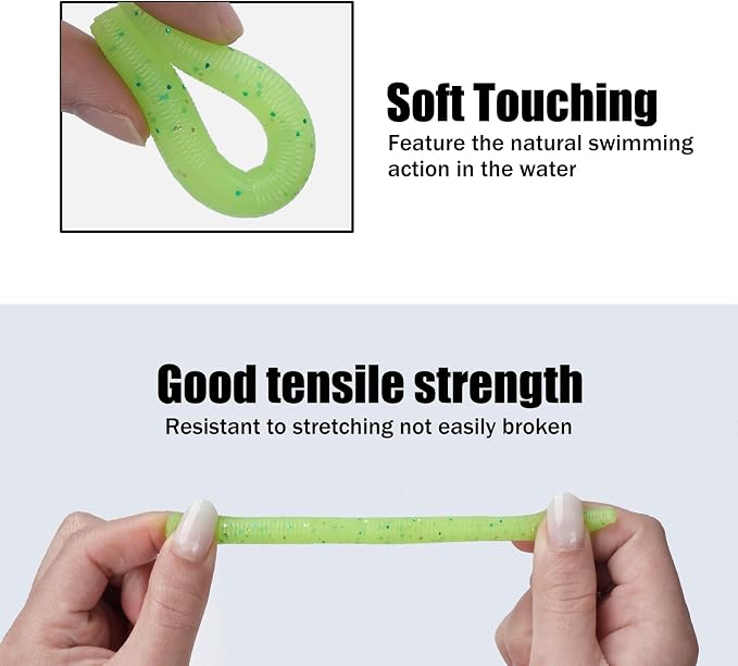 Soft Plastic Worms for Bass Fishing - Salted Soft Plastic Fishing Lures with Hook Slot 3.94in Saltwater Freshwater Bass Baits FS/RE-04