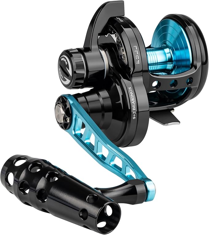 THKFISH Slow Pitch Jigging Reel, 55lbs Max Drag 6.3:1,9+2 Stainless BB Lever Drag Saltwater Heavy Duty Trolling Reel Slow Jigging Reel Saltwater Fishing