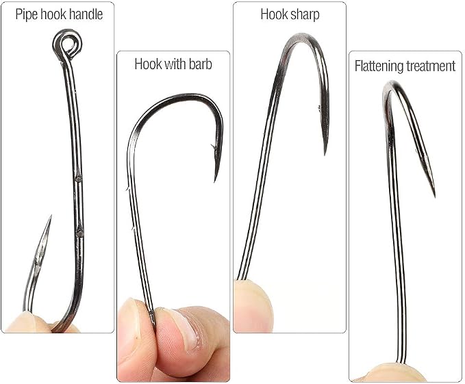 DONQL Bait Holder Hooks, 600Pcs Double Barbed Fishing Hooks 3#-12# Carp Single Fish Hook Kit Fly Fishing Accessories Carbon Steel Jig Sea Hooks for Live Bait Freshwater Saltwater (600PCS)