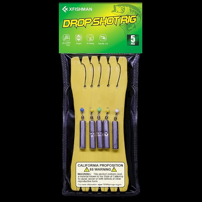 Drop Shot Rigs for Bass Fishing Ready Rig with Hooks and Sinker Weights