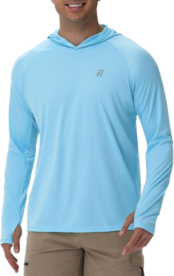 Runhit UPF 50+ Fishing Shirts for Men Long Sleeve Sun Protection Hoodie Lightweight Outdoor Workout Hiking Running Rash Guard