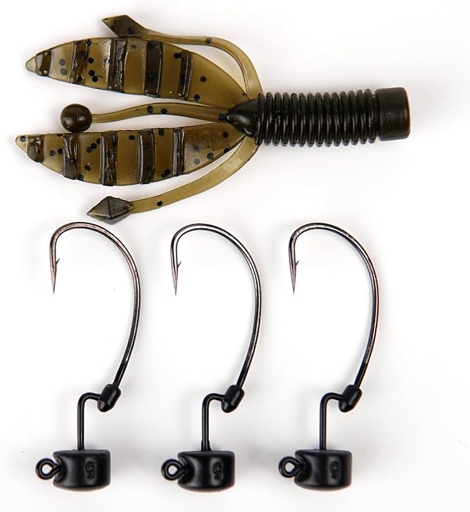 20Pack Weedless Ned Rig Jig Heads with Molded Bait Keeper System – Mushroom Head for Weedless Finesse Bass Fishing 1/16 1/8 3/16 1/4oz