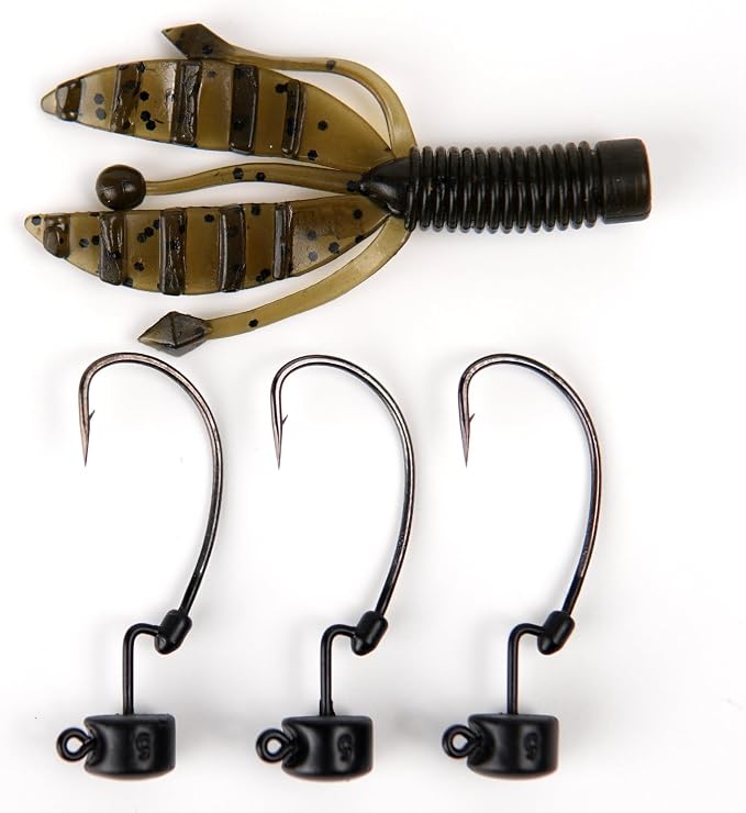 20Pack Weedless Ned Rig Jig Heads with Molded Bait Keeper System – Mushroom Head for Weedless Finesse Bass Fishing 1/16 1/8 3/16 1/4oz