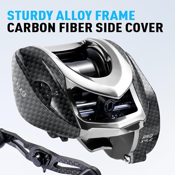 Soloking ASHMOON Baitcasting Reel 12+1BB Alloy Fishing Reel, Ultralight Baitcaster Reel, Super Smooth with 14.9 LB Carbon Fiber Drag,5.4-7.1Gear Ratio, Low Profile for Bass/Sea/Freshwater Fishing