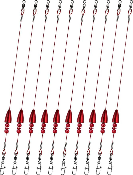 Texas Rigs 10 Pack, Pre-Rigged Bass Fishing Rig with Bullet Weight, Swivel & Snap, Weedless Soft Plastic Rig for Largemouth & Smallmouth Bass