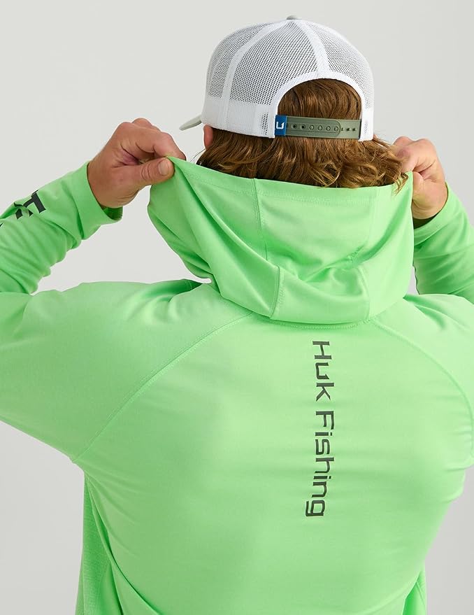 HUK Mens Pursuit Vented Long Sleeve Hoodie, Fishing Shirt with Hood