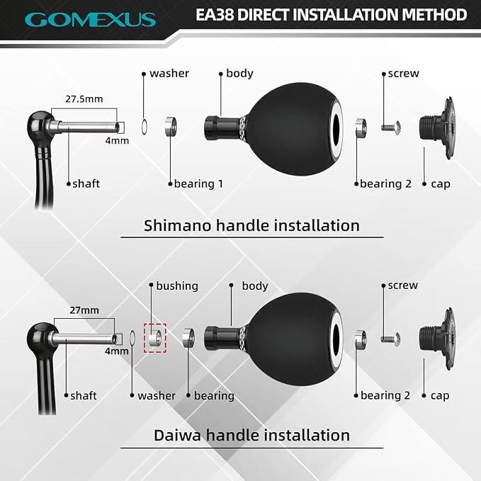 GOMEXUS Power Knob Compatible for Shimano Daiwa Spinning Reel Fishing Reel Handle Knob
