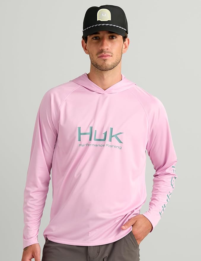 HUK Mens Pursuit Vented Long Sleeve Hoodie, Fishing Shirt with Hood