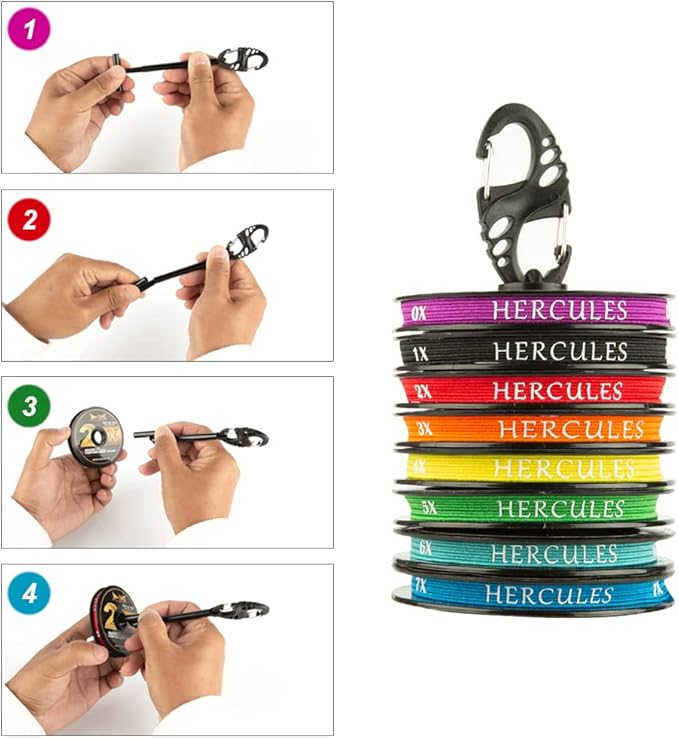 HERCULES Fly Fishing Tippet 3 Pack with Fly Tippet Holder, 55 Yards