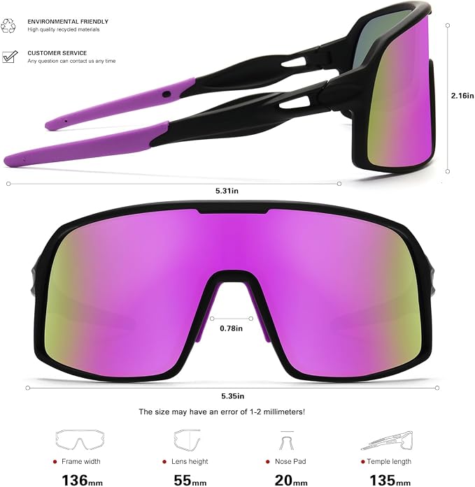 SEKKAF Polarized Sports Sunglasses for Men and Women Cycling Glasses UV Protection Goggles for Mountain Bike Running Fishing