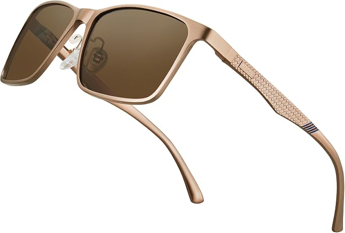 BIRCEN Polarized Mens Sunglasses for Driving: UV Protection Al-Mg Metal Sunglasses Lightweight Shades for Fishing Travel Golf