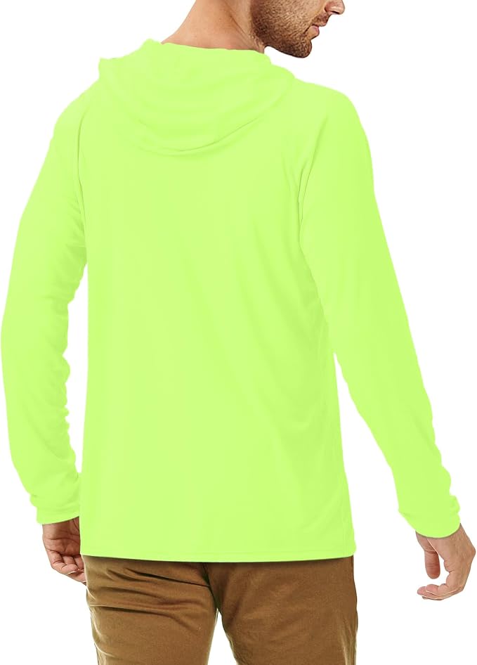 Roadbox UPF 50+ Fishing Shirts for Men, Long Sleeve UV Sun Protection Hoodie, Outdoor Hiking Running Swimming Rash Guard