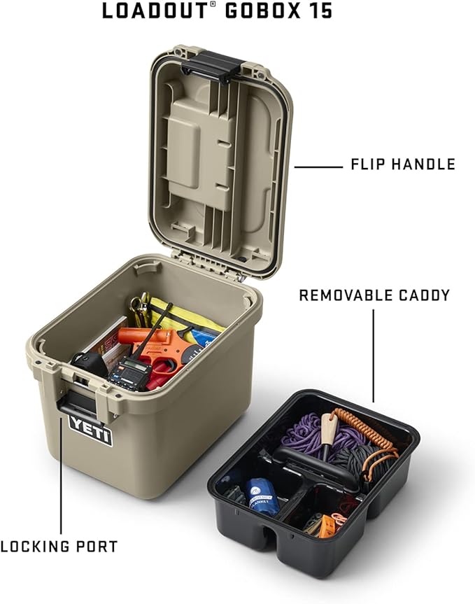 YETI LoadOut GoBox Collection, Divided Waterproof Cargo Case, Dry Box, Camera Case, Fishing Tackle Box