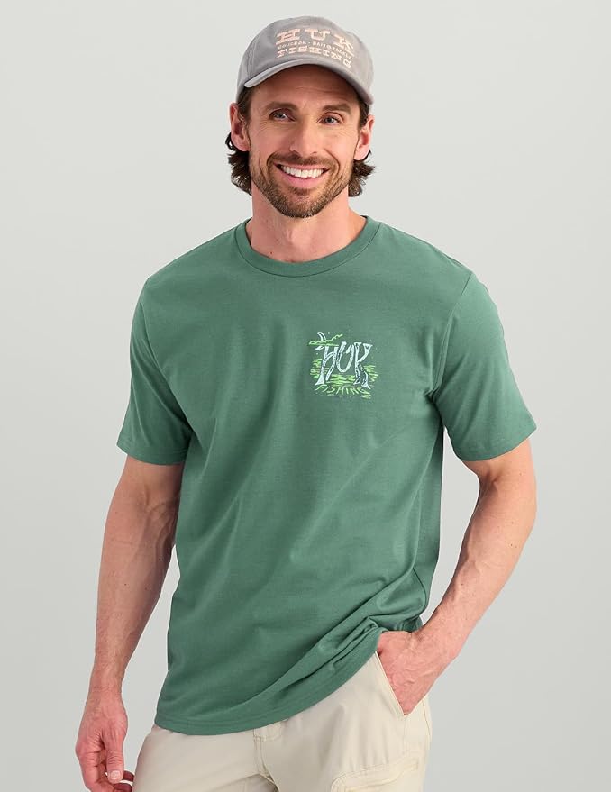 HUK Mens Performance Fishing Logo Tee, Short Sleeve T-Shirt for Men
